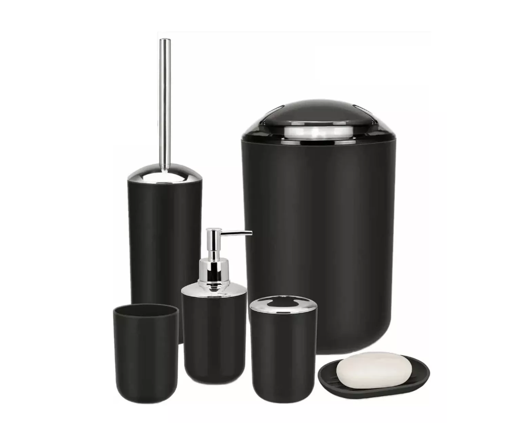 SET DE ACCESORIOS DE BAÑO MIXA-MIMBRAL NEGRO 6UN - 1
