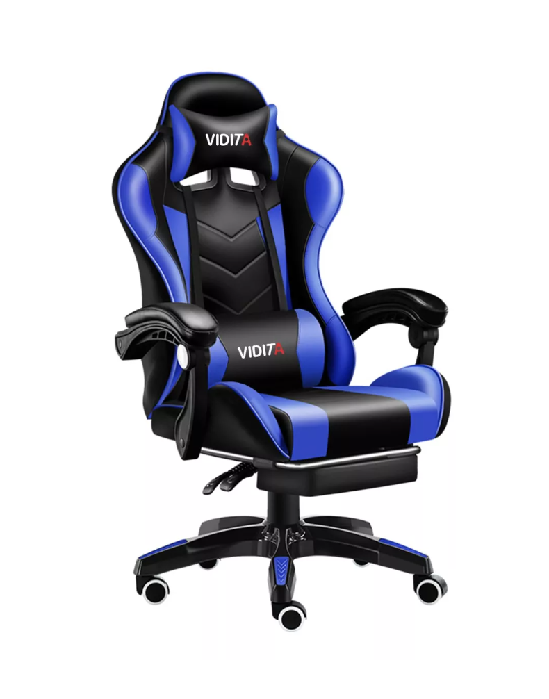 SILLA GAMER VIDITA ERGONÓMICA NEGRA Y AZUL CON TAPIZADO DE POLIURETANO - 1