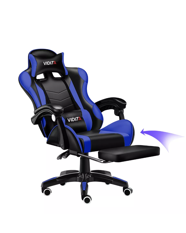 SILLA GAMER VIDITA ERGONÓMICA NEGRA Y AZUL CON TAPIZADO DE POLIURETANO - 2