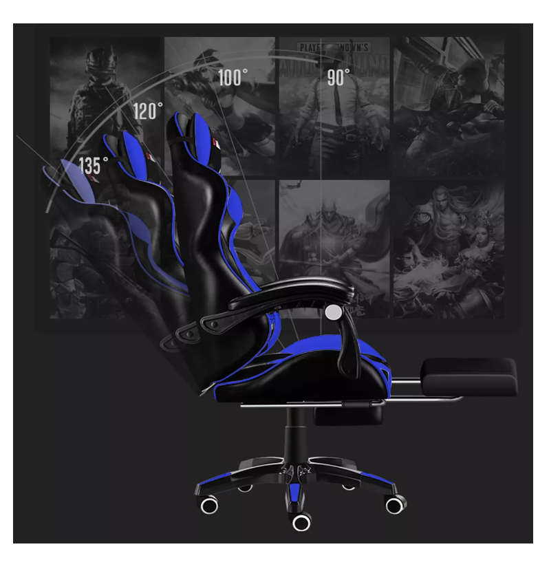 SILLA GAMER VIDITA ERGONÓMICA NEGRA Y AZUL CON TAPIZADO DE POLIURETANO - 4