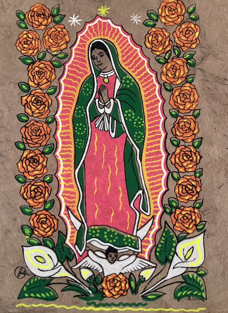 VIRGEN DE GUADALUPE EN PAPEL DE HOJA - 1
