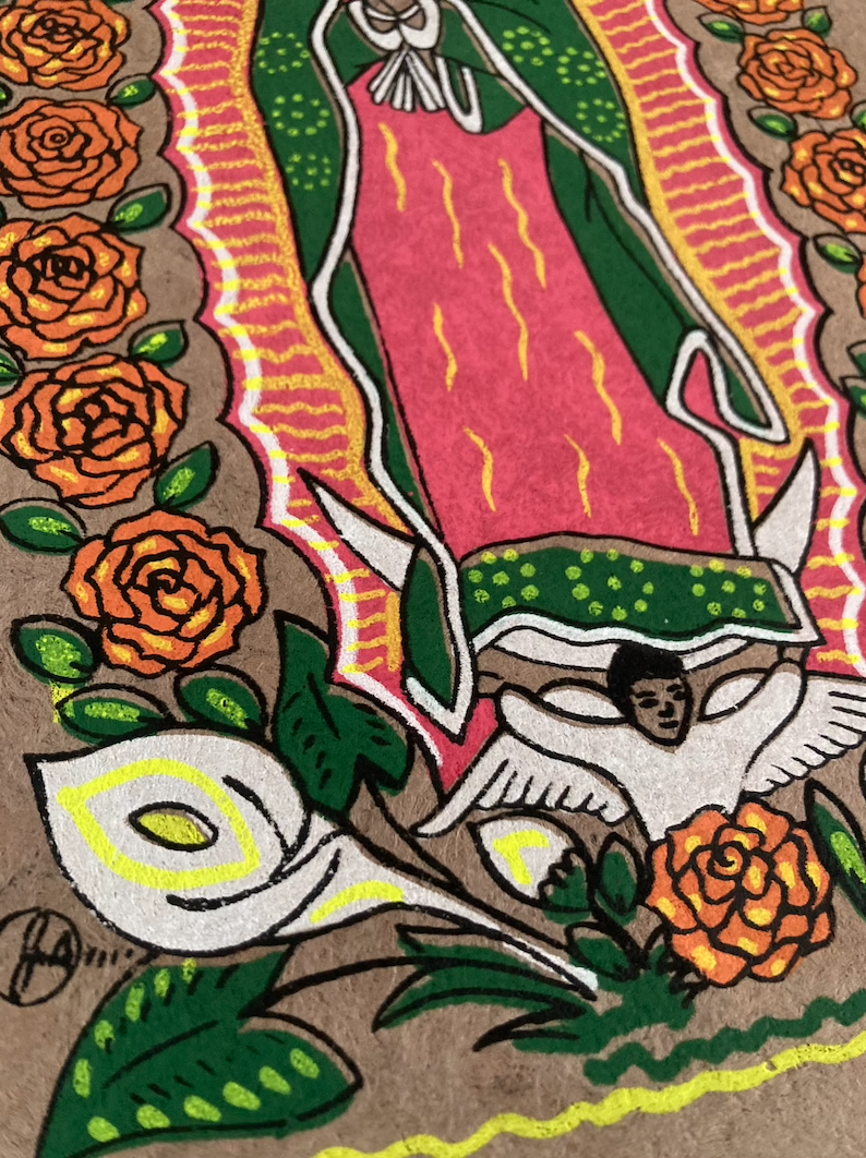 VIRGEN DE GUADALUPE EN PAPEL DE HOJA - 2