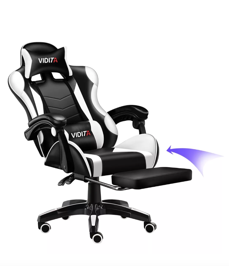 SILLA GAMER VIDITA ERGONÓMICA NEGRA Y BLANCA CON TAPIZADO DE POLIURETANO - 1