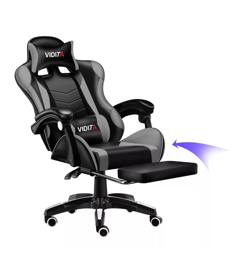SILLA GAMER VIDITA ERGONÓMICA NEGRO Y GRIS CON TAPIZADO DE POLIURETANO - 1