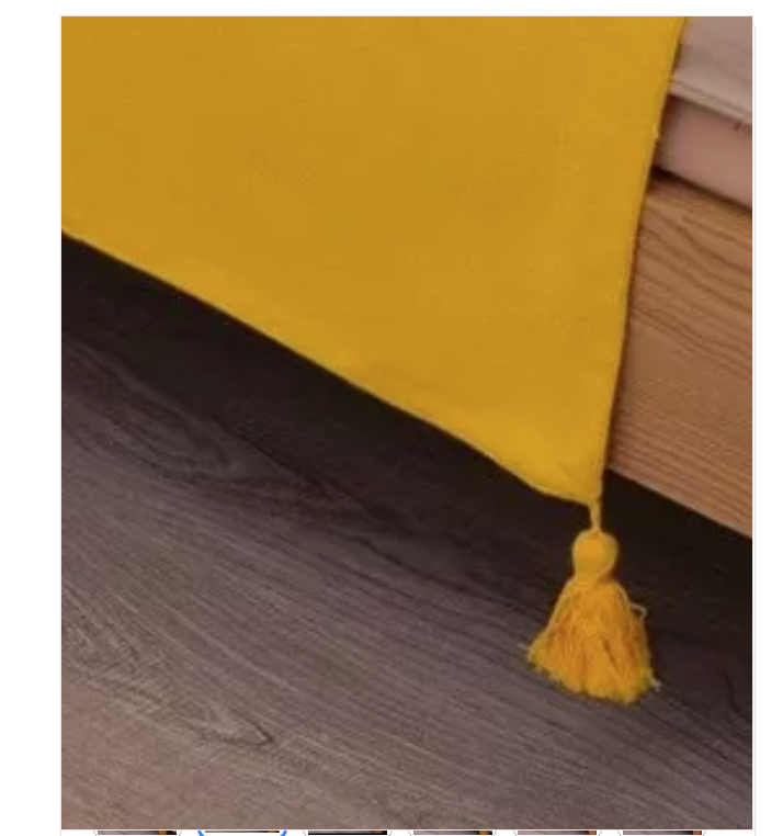 PIECERA RIQUI POMPONES 2 PLAZAS KING 210 X 70 CM LINO AMARILLO - 2