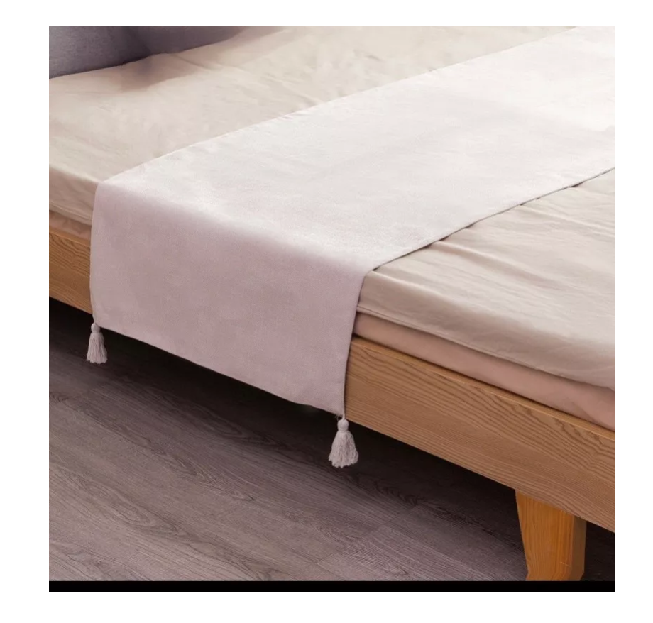 PIECERA RIQUI POMPONES 2 PLAZAS KING 210 X 70 CM LINO CREMA - 1