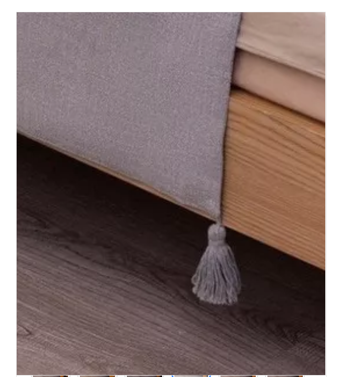 PIECERA RIQUI POMPONES 2 PLAZAS KING 210 X 70 CM LINO GRIS - 2