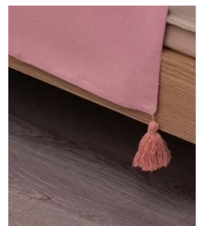 PIECERA RIQUI POMPONES 2 PLAZAS KING 210 X 70 CM LINO ROSA - 2