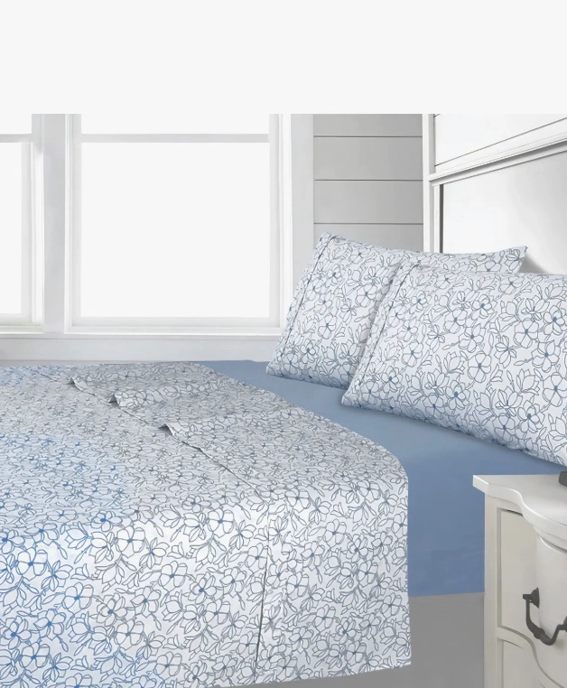SÁBANAS RIQUI ARREDO 1.5 PLAZAS LILA ESTAMPAS FLORALES - 1
