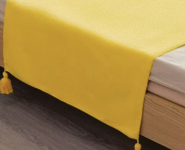 PIECERA RIQUI POMPONES 2 PLAZAS KING 210 X 70 CM LINO AMARILLO - 3
