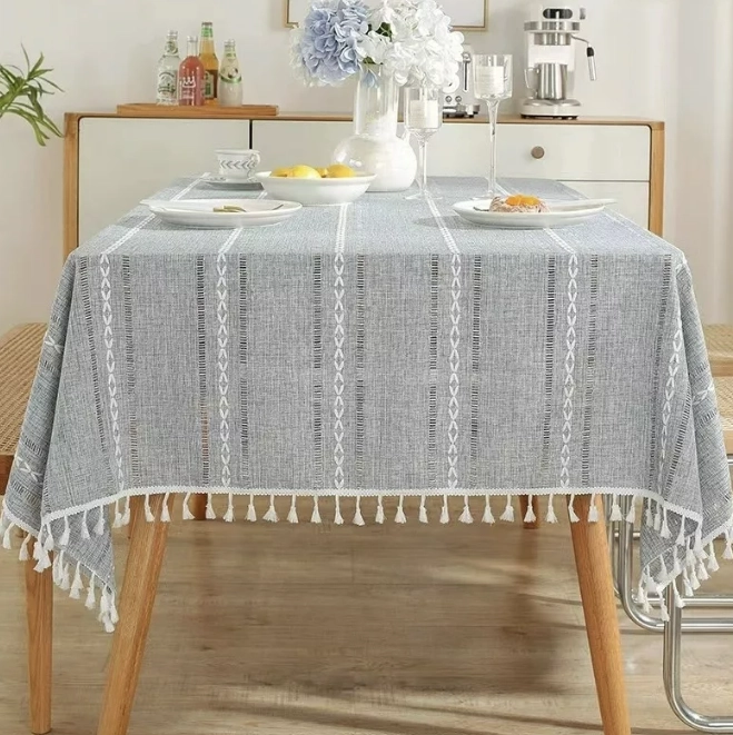 MANTEL RECTANGULAR MANTEL DE LA MESA BORLA ALGODÓN 145X220CM - 2