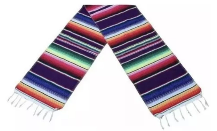 CAMINO DE MESA CON BORLAS DE MANTEL ESTILO MEXICANO - 1