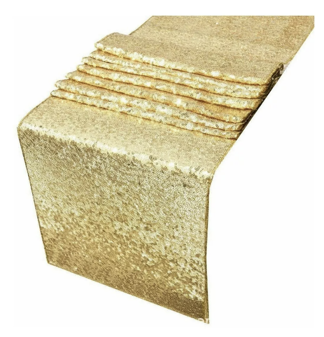 MANTEL DE BANDERA DE MESA CUADRADA DE LENTEJUELAS 275 × 30CM DORADO - 2