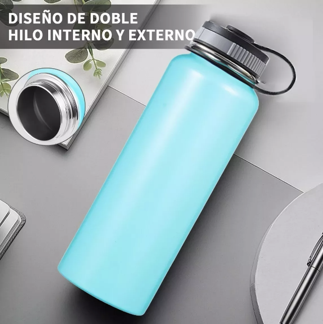 TERMO BOTELLA AGUA ACERO PARA BEBIDAS FRÍAS CALIENTES 1.2 L - 3