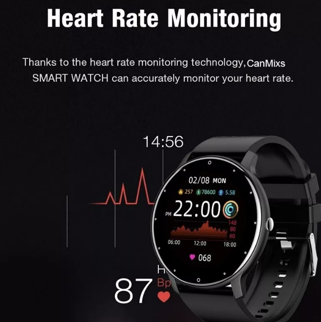 SMARTWATCH GENÉRICA ZL02 CAJA NEGRA, MALLA NEGRA DE SILICONA - 2
