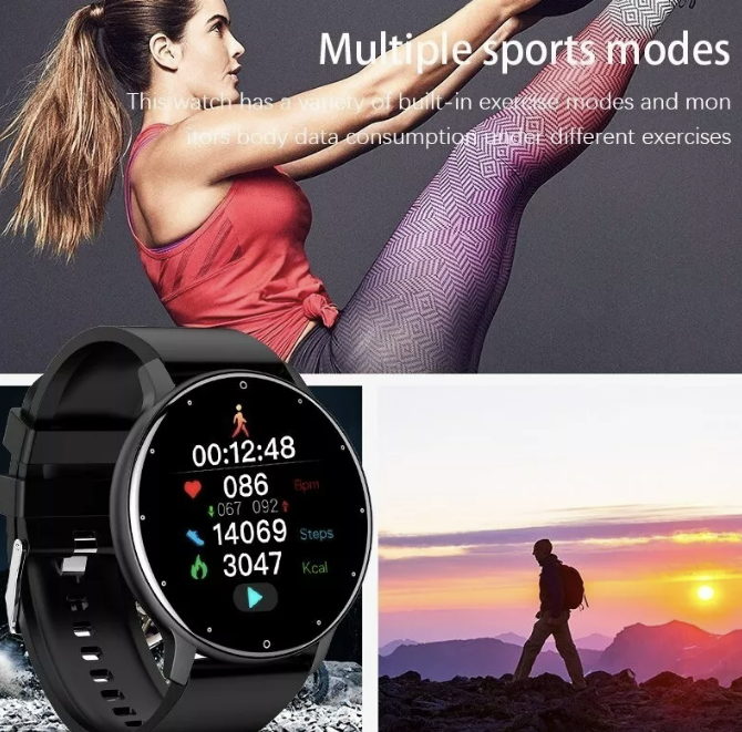 SMARTWATCH GENÉRICA ZL02 CAJA NEGRA, MALLA NEGRA DE SILICONA - 3