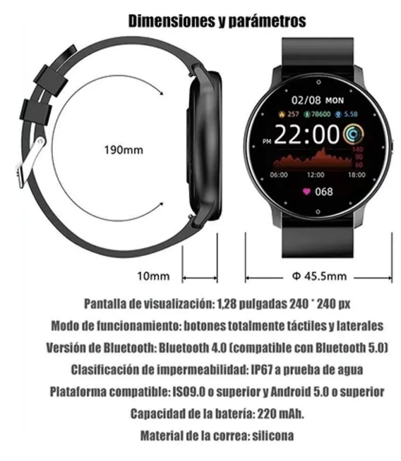 RELOJ INTELIGENTE SMARTWATCH DEPORTIVO IMPERMEABLE - 3