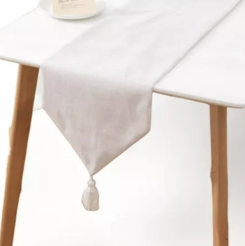 CAMINO DE MESA EN LINO CON BORLA MEDIDA 33X180CM COMEDOR CREMA - 2