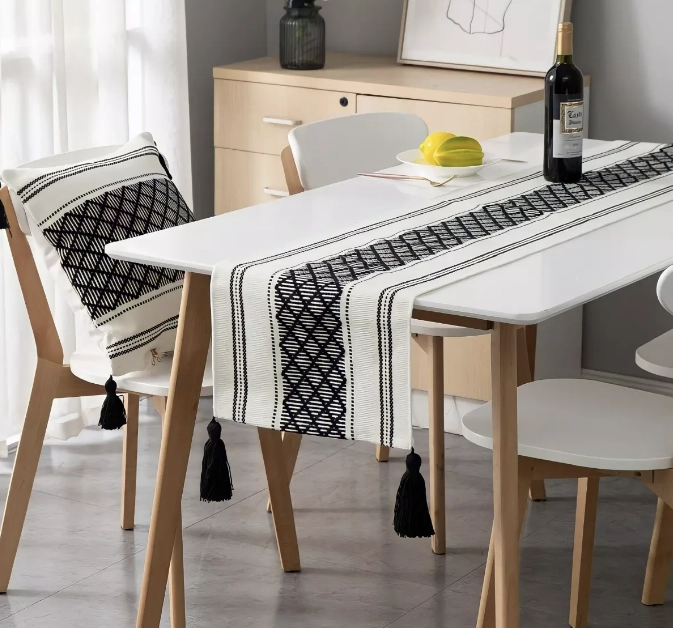 CAMINO DE MESA MEDIDA 37X180CM TEJIDO BORDADO POLIESTER NEGRO1 - 1