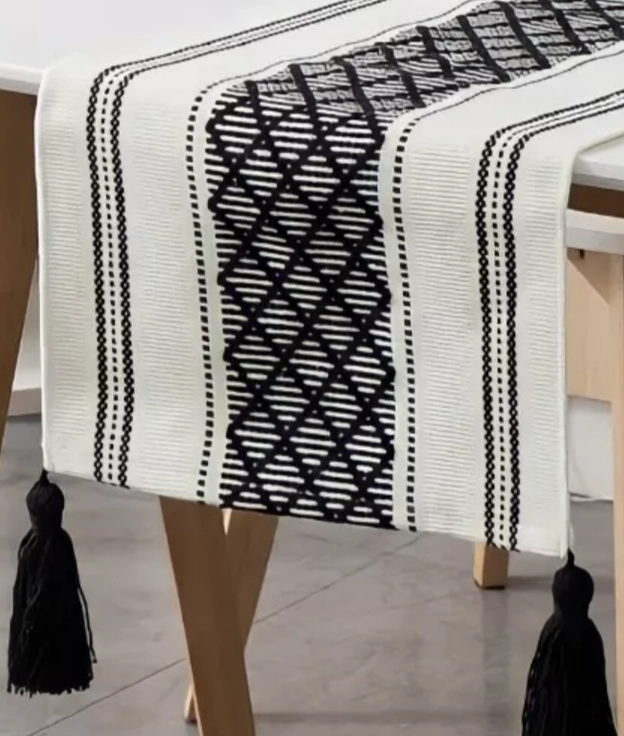 CAMINO DE MESA MEDIDA 37X180CM TEJIDO BORDADO POLIESTER NEGRO1 - 2