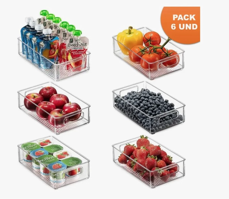 ORGANIZADOR REFRIGERADOR COCINA SET 6 CONTENEDORES CON TAPA - 2
