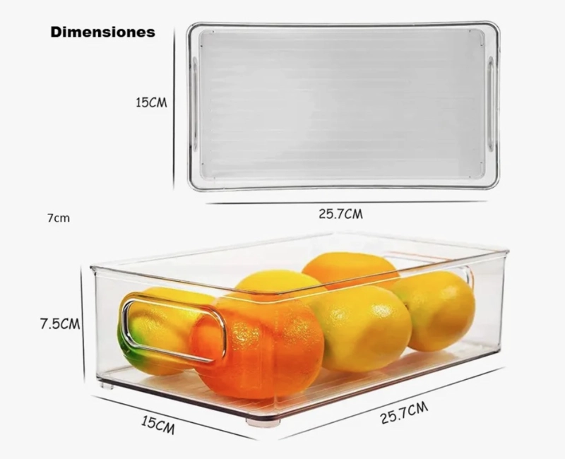 ORGANIZADOR REFRIGERADOR COCINA SET 6 CONTENEDORES CON TAPA - 3