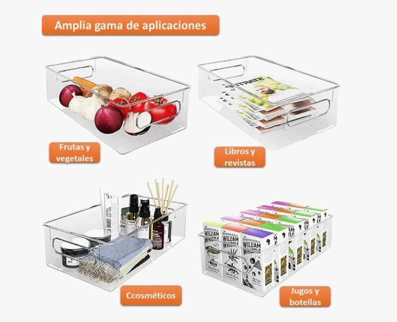 ORGANIZADOR REFRIGERADOR COCINA SET 6 CONTENEDORES CON TAPA - 6