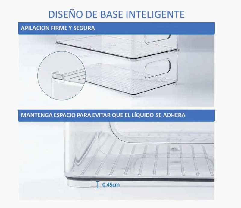 ORGANIZADOR REFRIGERADOR COCINA SET 6 CONTENEDORES CON TAPA - 7