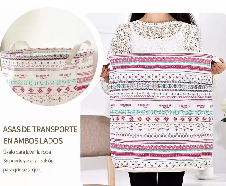 CESTO ROPA SUCIA CAJA DE ORGANIZADOR TELA CANASTO PLEGABLE - 2
