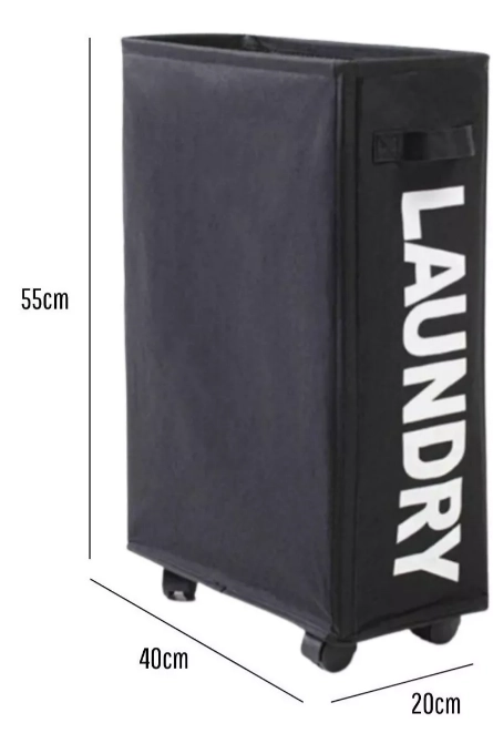 CANASTO DE ROPA SUCIA CON RUEDAS LAUNDRY LAVANDERIA - 3