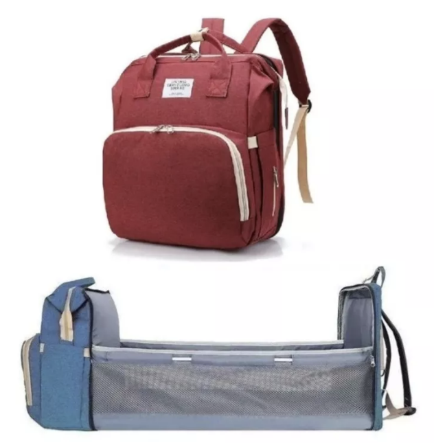 MOCHILA RIQUI 3 EN 1 PAÑALERA CUNA Y MUDADOR PORTÁTIL BEBÉS BURDEO - 1