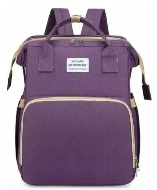 MOCHILA RIQUI 3 EN 1 PAÑALERA CUNA Y MUDADOR PORTÁTIL BEBÉS MORADO - 1