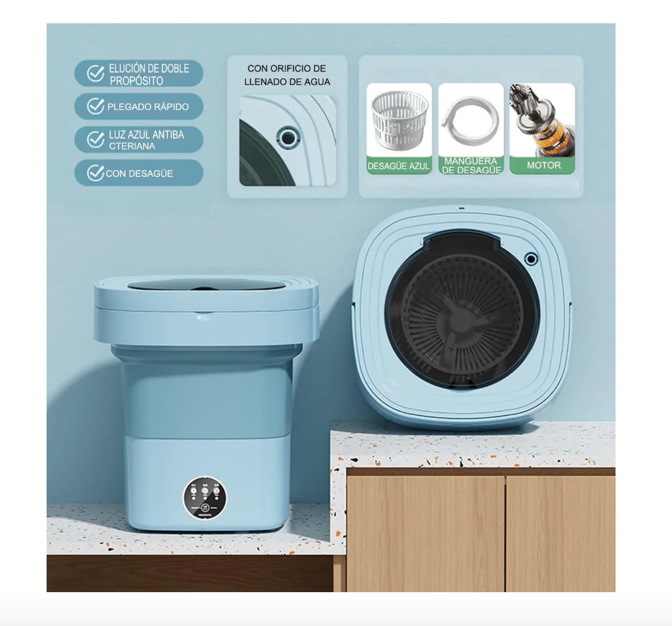 MINI LAVADORA RIQUI PORTATIL PLEGABLE CENTRIFUGADO ROPA PEQUEÑA. - 5