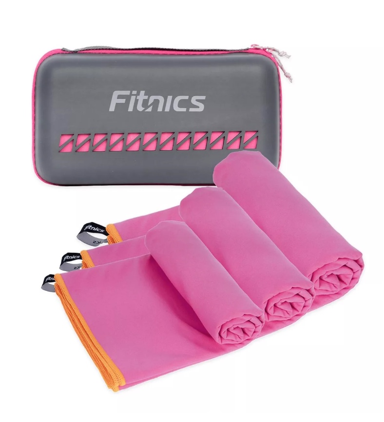 Toalla Microfibra Set 3 Fitnics Secado Rapido +estuche Viaje - 1