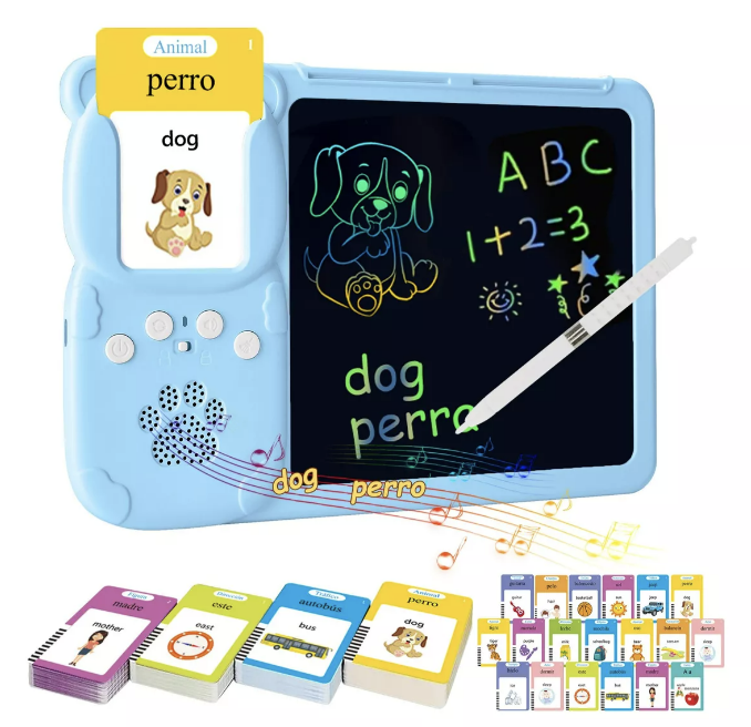 TABLERO DIDÁCTICO RIQUI CON 255 TARJETAS ESPAÑOL-INGLÉS PARA NIÑOS - 1