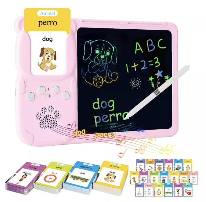 TABLERO DIDÁCTICO RIQUI CON 255 TARJETAS ESPAÑOL-INGLÉS PARA NIÑOS - 1