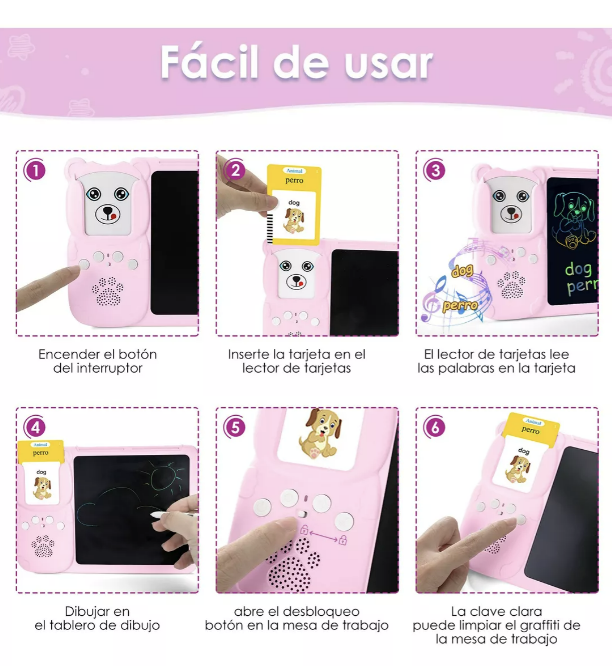 TABLERO DIDÁCTICO RIQUI CON 255 TARJETAS ESPAÑOL-INGLÉS PARA NIÑOS - 3