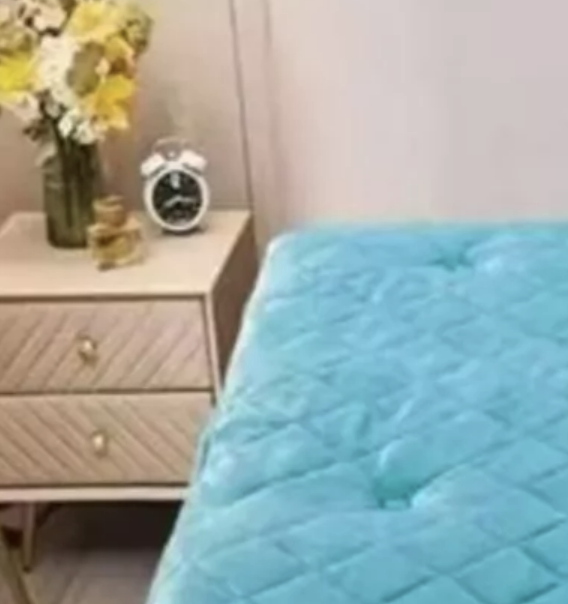 CUBRECOLCHÓN RIQUI 2 PLAZAS CELESTE PLUSH ACOLCHADO RM3 - 2