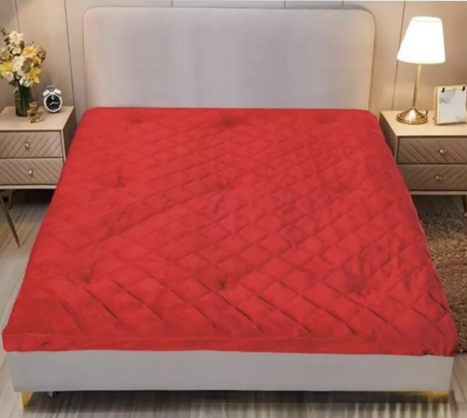CUBRECOLCHÓN RIQUI 2 PLAZAS ROJO PLUSH ACOLCHADO RM3 - 1