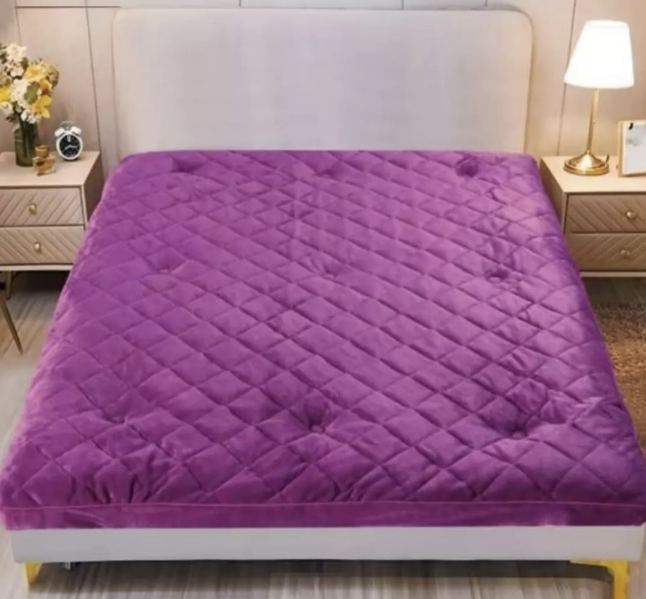 CUBRECOLCHÓN RIQUI 2 PLAZAS VIOLETA PLUSH ACOLCHADO RM3 - 1
