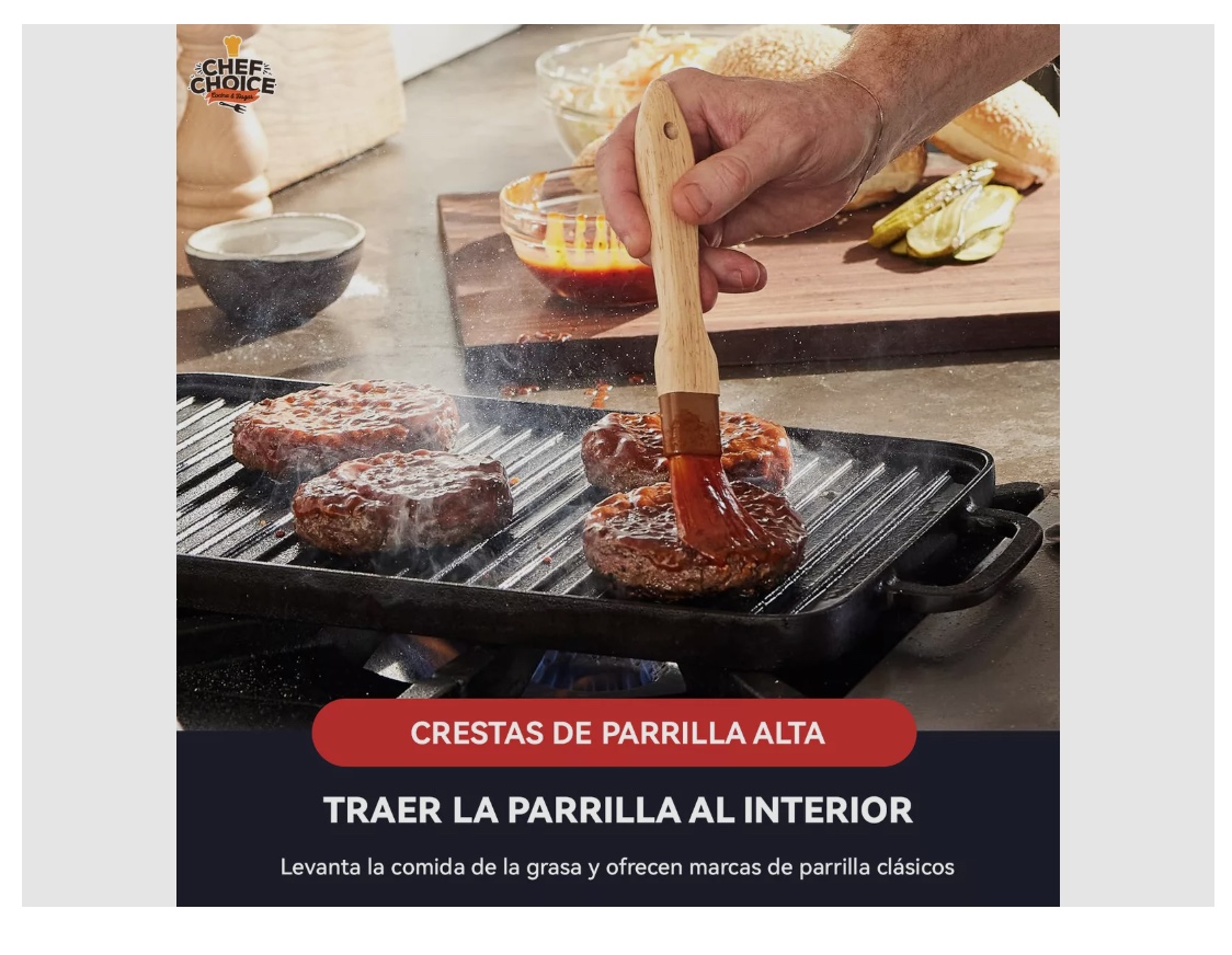 2 En 1 Plancha Churrasquera Reversible Hierro Fundido 50cm - 3