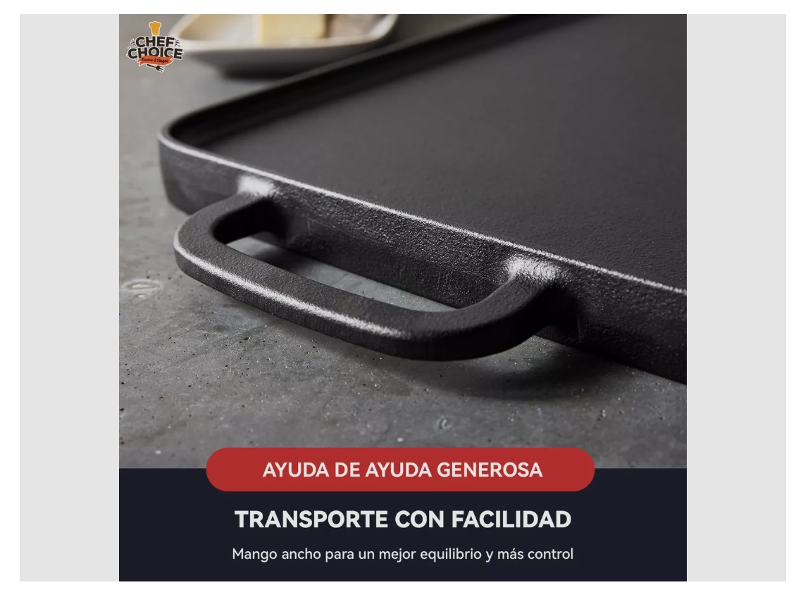 2 En 1 Plancha Churrasquera Reversible Hierro Fundido 50cm - 4