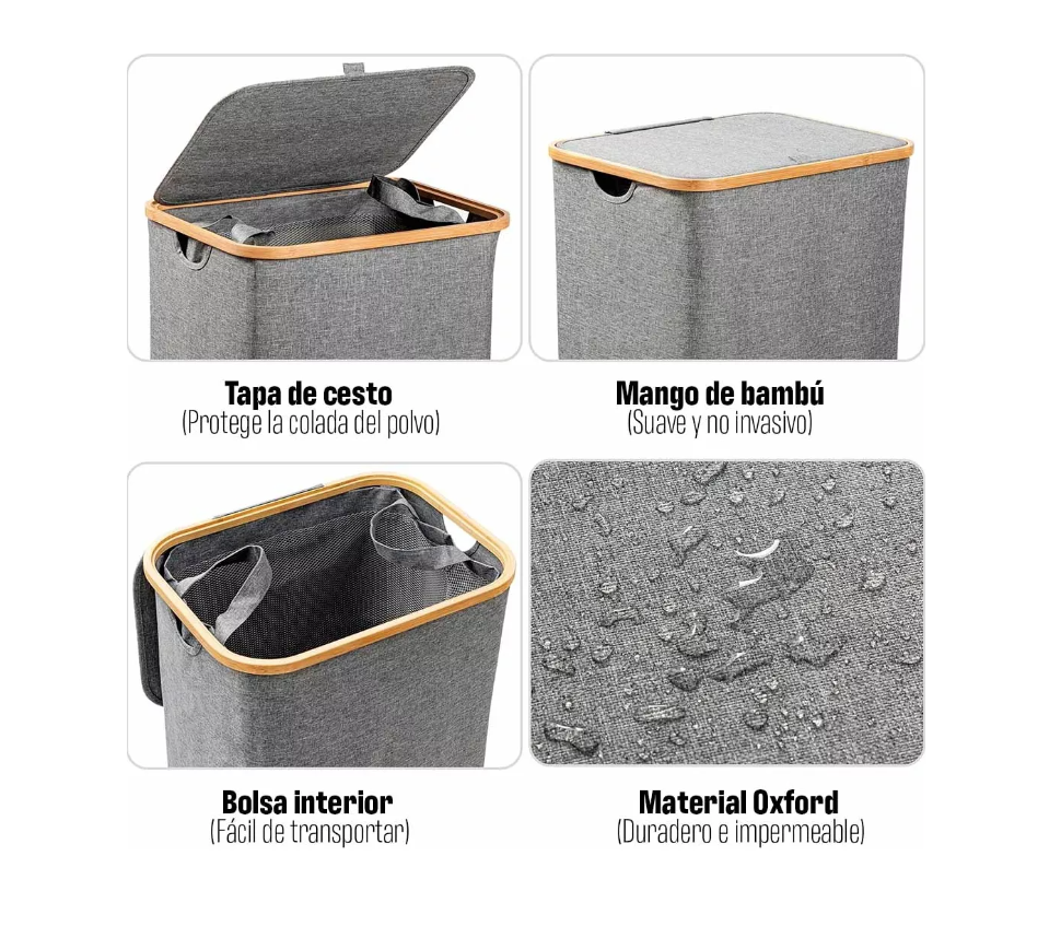 CESTA RIQUI CANASTO ROPA SUCIA PLEGABLE - 4