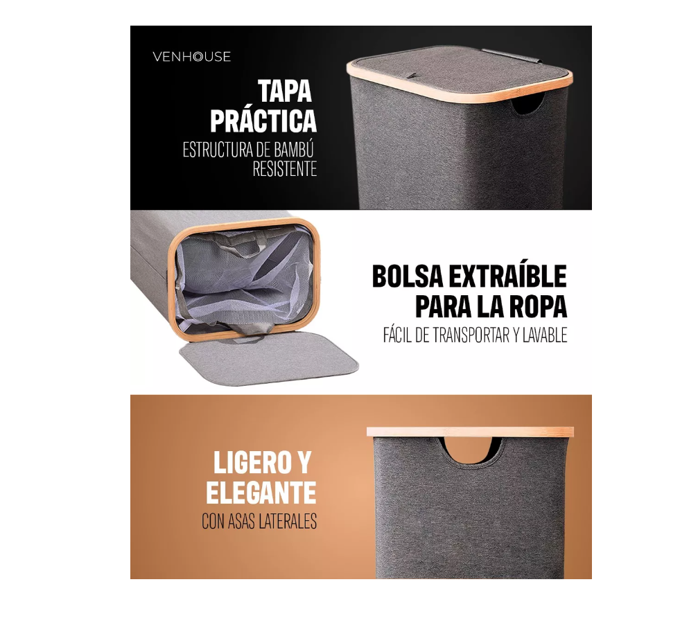 CESTA RIQUI CANASTO ROPA SUCIA PLEGABLE - 5