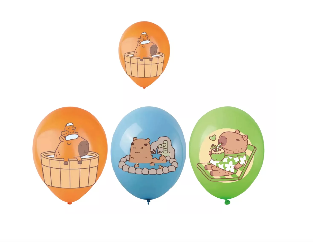 PACK 12 GLOBOS CUMPLEAÑOS DISEÑO CAPIBARA CAPYBARA - 1