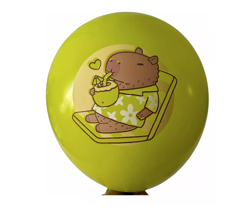 PACK 12 GLOBOS CUMPLEAÑOS DISEÑO CAPIBARA CAPYBARA - 3