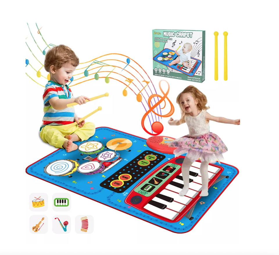 ALFOMBRA RIQUI MUSICAL PIANO Y TAMBOR JUGUETE NIÑOS 70X45 CM - 1