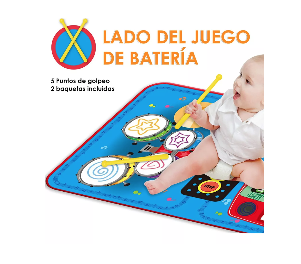 ALFOMBRA RIQUI MUSICAL PIANO Y TAMBOR JUGUETE NIÑOS 70X45 CM - 3