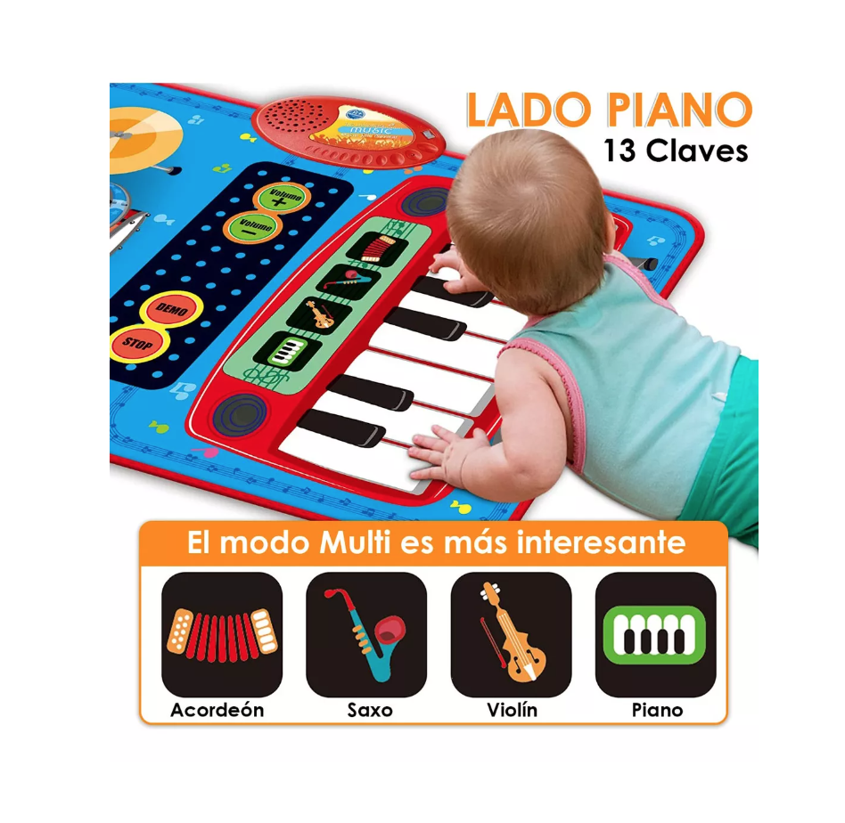 ALFOMBRA RIQUI MUSICAL PIANO Y TAMBOR JUGUETE NIÑOS 70X45 CM - 5