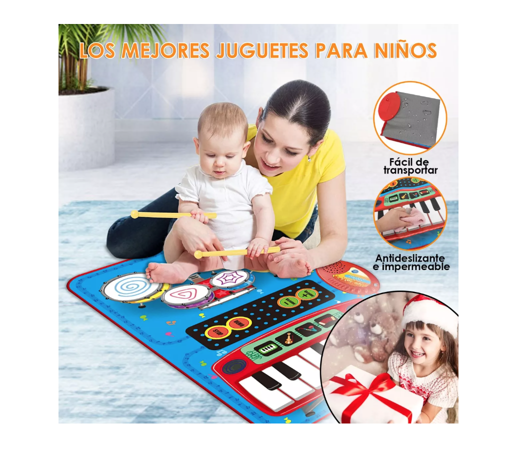 ALFOMBRA RIQUI MUSICAL PIANO Y TAMBOR JUGUETE NIÑOS 70X45 CM - 6